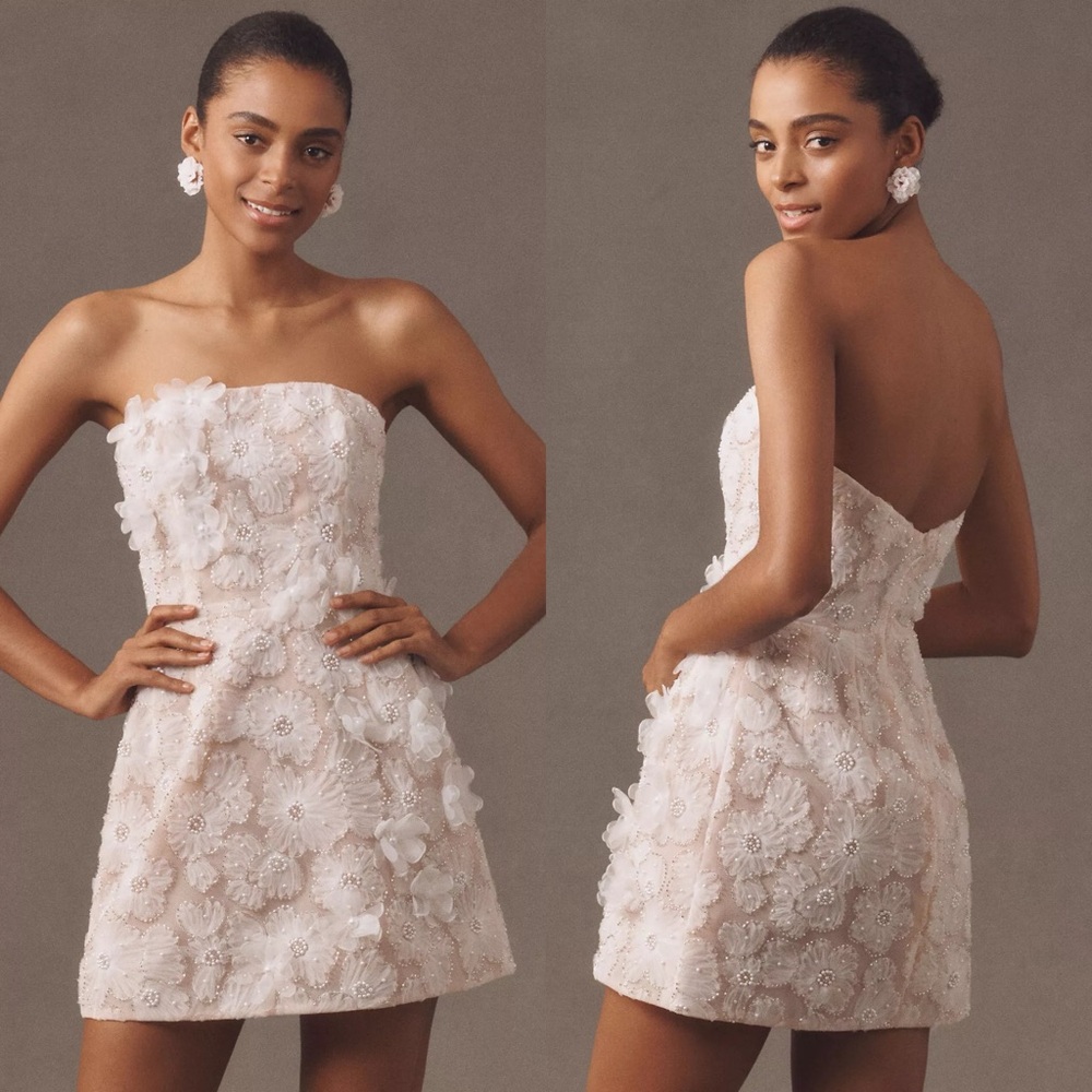 Strapless Embellished Mini Dress - Blush